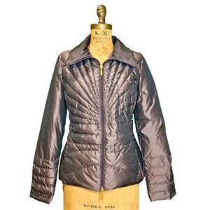 Archival Moncler Plum Down Jacket Size 2 Gold Zip Fitted Coat